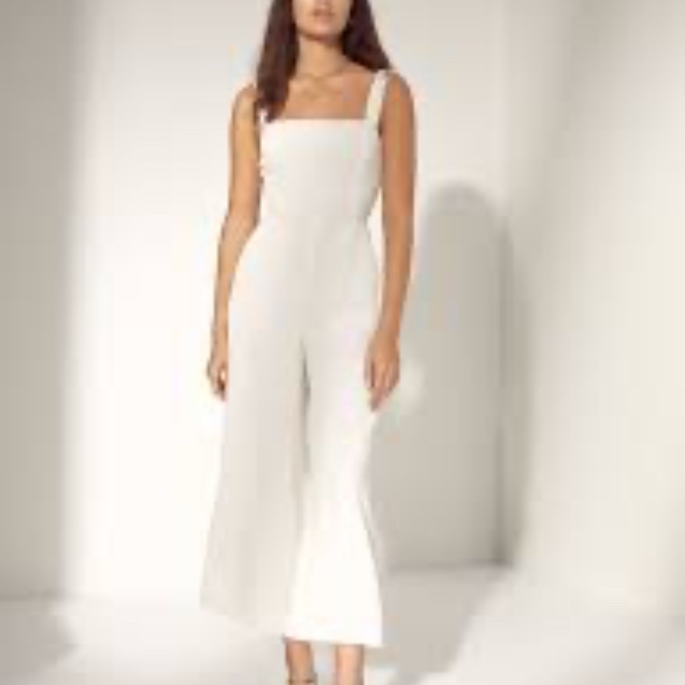 White Square-Neck Wide-Leg Jumpsuit - Women